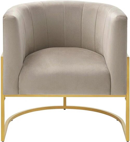 Round Chair with Velvet Cover Beige Dining Chair